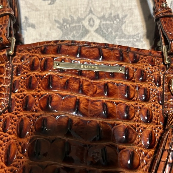 Brahmin Elegant Brown Embossed Tote Bag - Picture 3 of 15